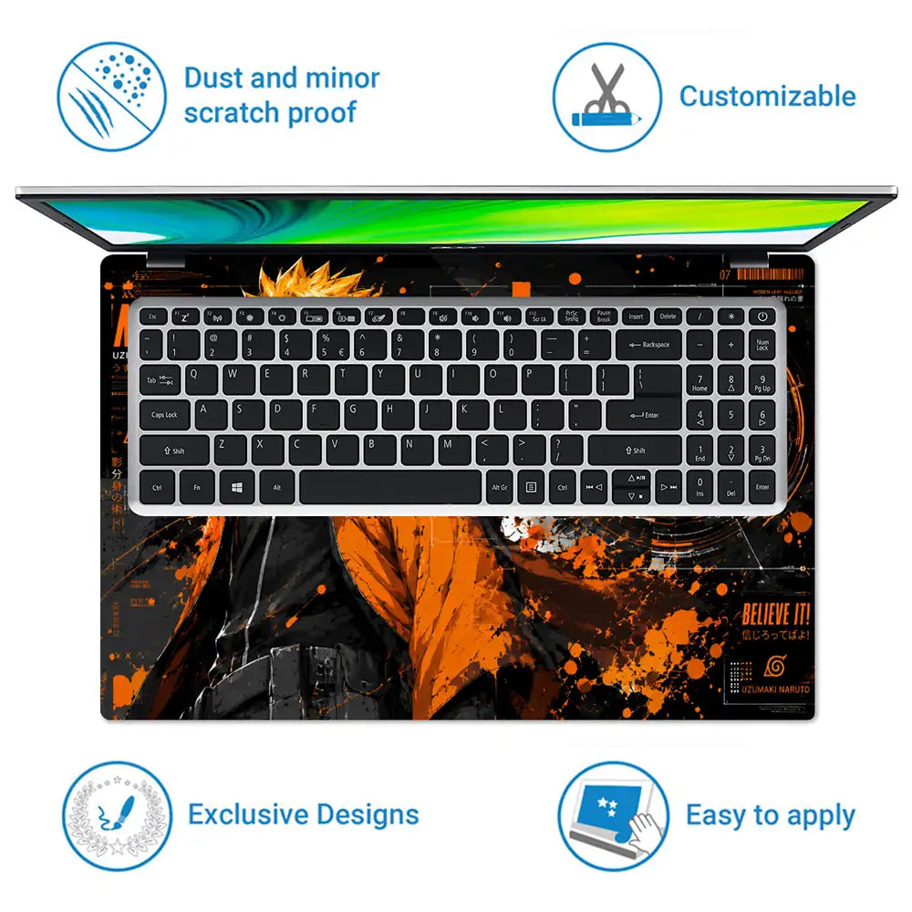 Naruto Uzumaki Dark HUD Believe Laptop Skin - View 5
