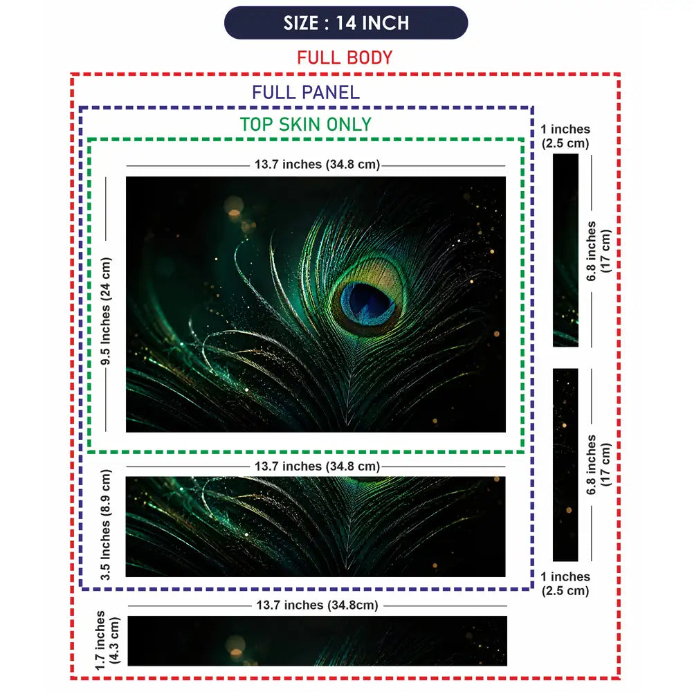 Nature Peacock Feather Dark Bokeh Laptop Skin - View 7