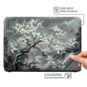Nature Plum Blossom Misty Mountains Laptop Skin - View 4