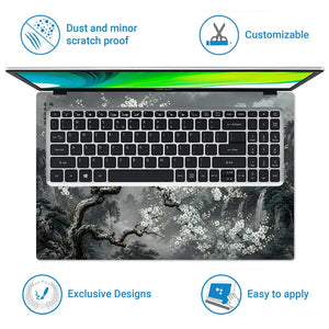 Nature Plum Blossom Misty Mountains Laptop Skin - View 5