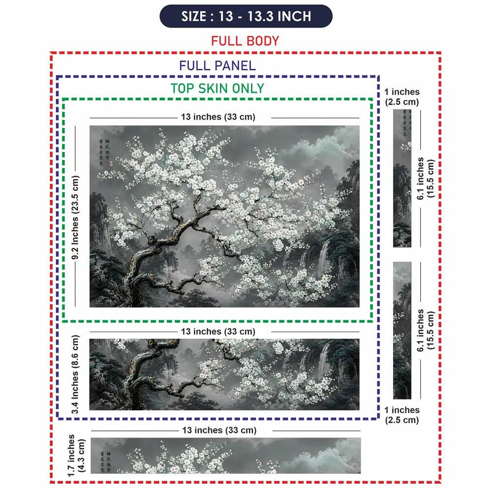 Nature Plum Blossom Misty Mountains Laptop Skin - View 6