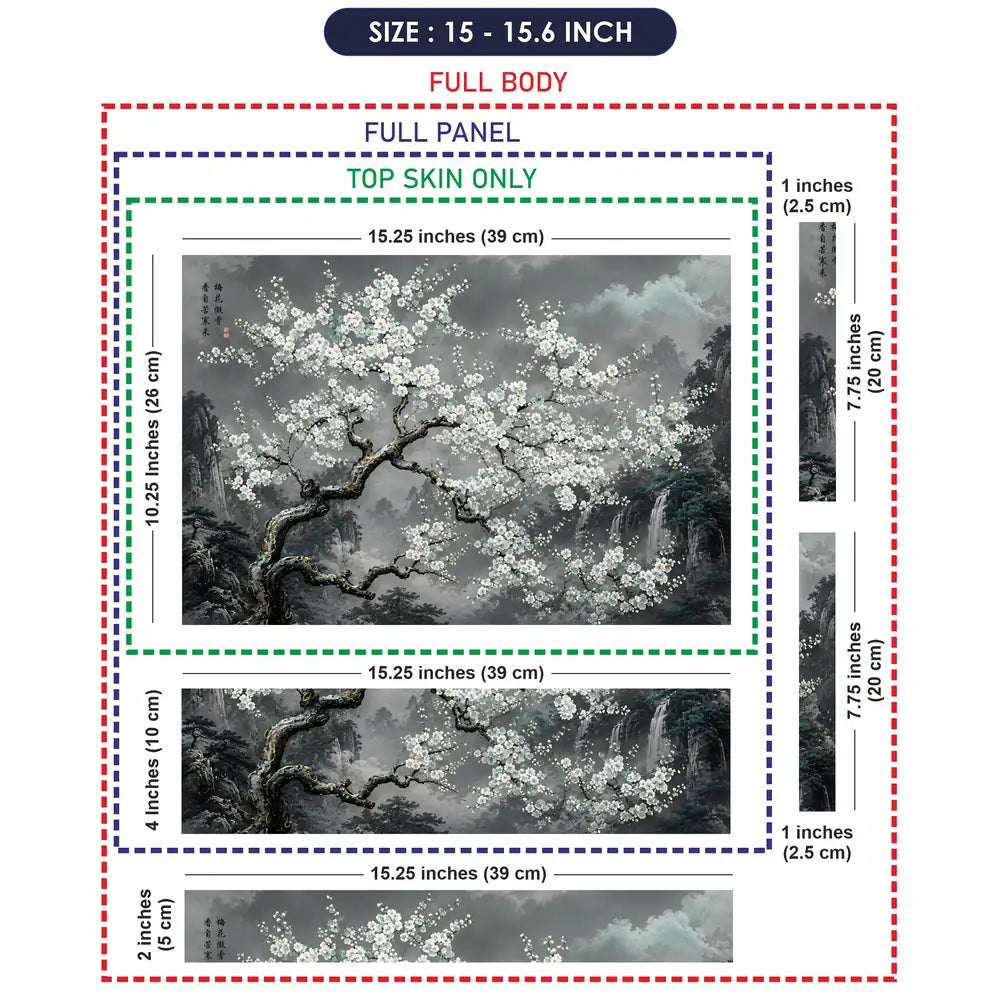 Nature Plum Blossom Misty Mountains Laptop Skin - View 8