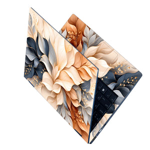 Navy Cream Floral Leaf Bouquet Laptop Skin - View 2