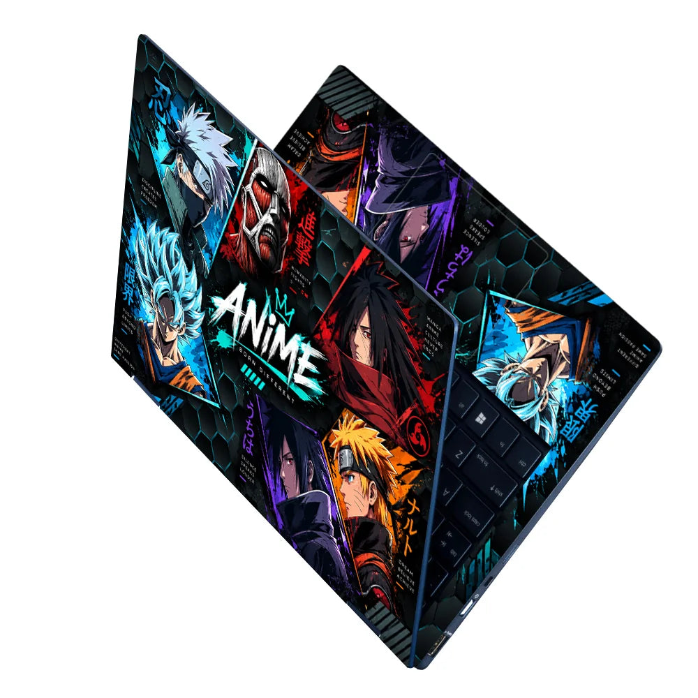 Neon Anime Born Different Collage Laptop Skin - View 2