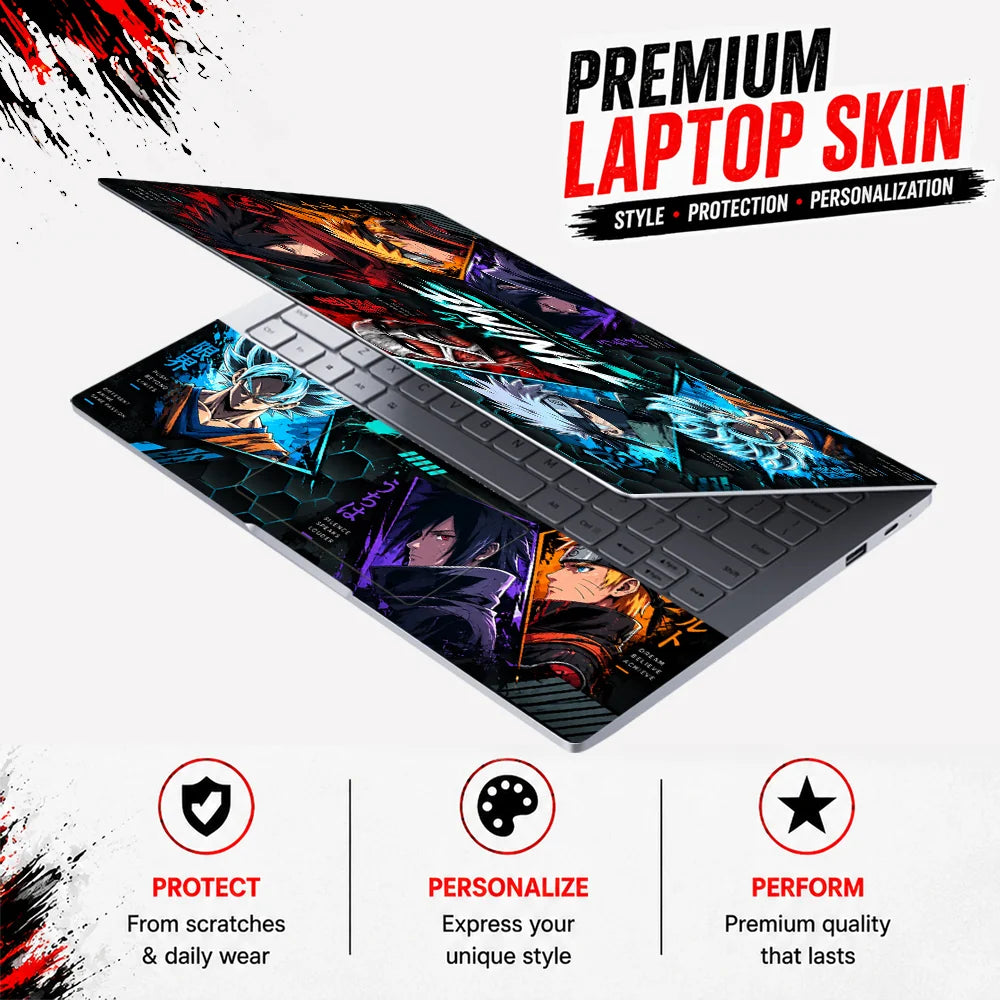 Neon Anime Born Different Collage Laptop Skin - View 3