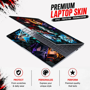 Neon Anime Born Different Collage Laptop Skin - View 3
