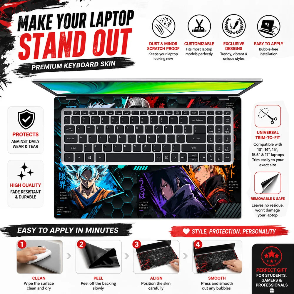 Neon Anime Born Different Collage Laptop Skin - View 5