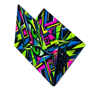 Neon Cyberpunk Eyes in Fractured Geometry Laptop Skin - View 2