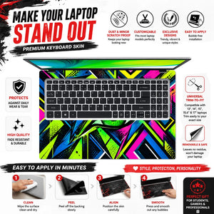 Neon Cyberpunk Eyes in Fractured Geometry Laptop Skin - View 5