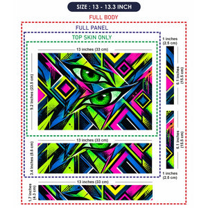 Neon Cyberpunk Eyes in Fractured Geometry Laptop Skin - View 6