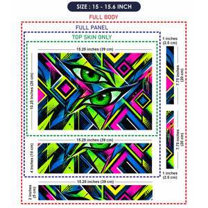 Neon Cyberpunk Eyes in Fractured Geometry Laptop Skin - View 8