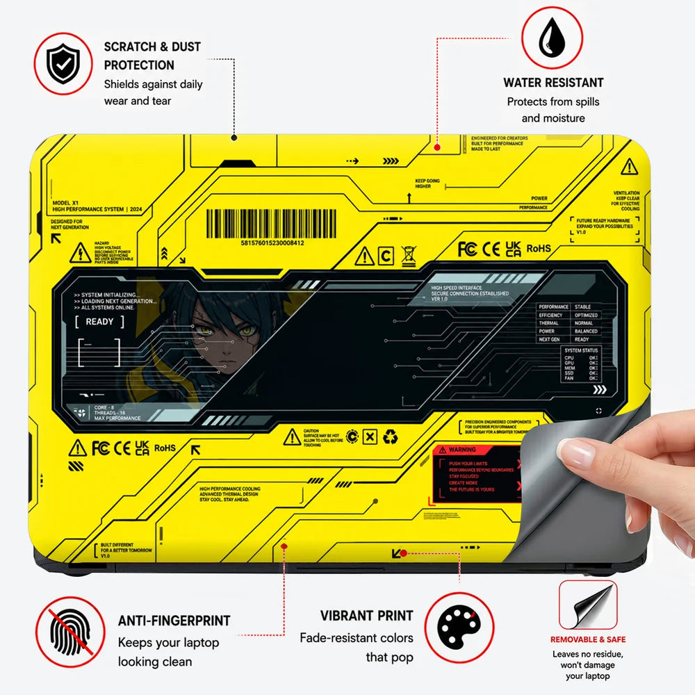 Neon Cyberpunk Performance Interface Laptop Skin - View 4