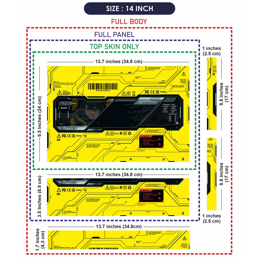 Neon Cyberpunk Performance Interface Laptop Skin - View 7