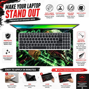 Neon Green Three-Sword Moonlit Samurai Laptop Skin - View 5