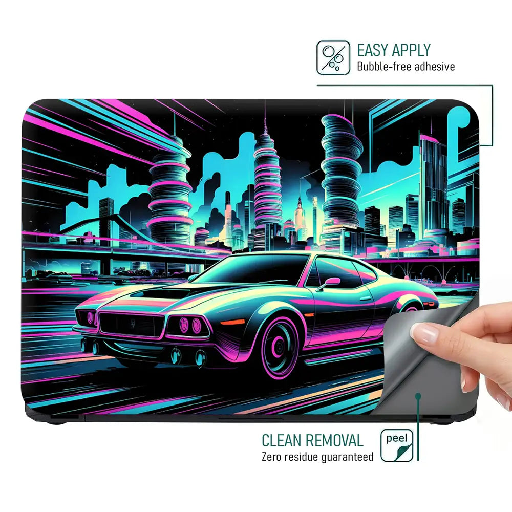 Neon Muscle Car Laptop Skin - View 4