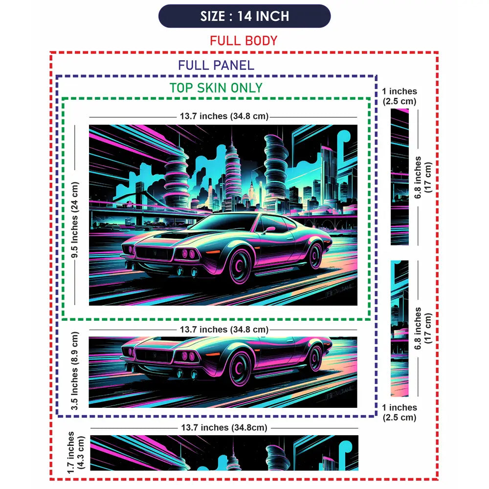 Neon Muscle Car Laptop Skin - View 7