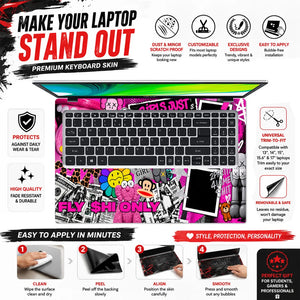 Neon Pink Graffiti Money Collage Laptop Skin - View 5