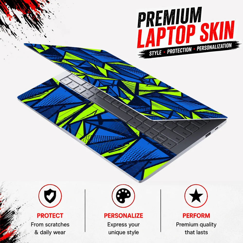 Neon Shard Geometry Laptop Skin - View 3