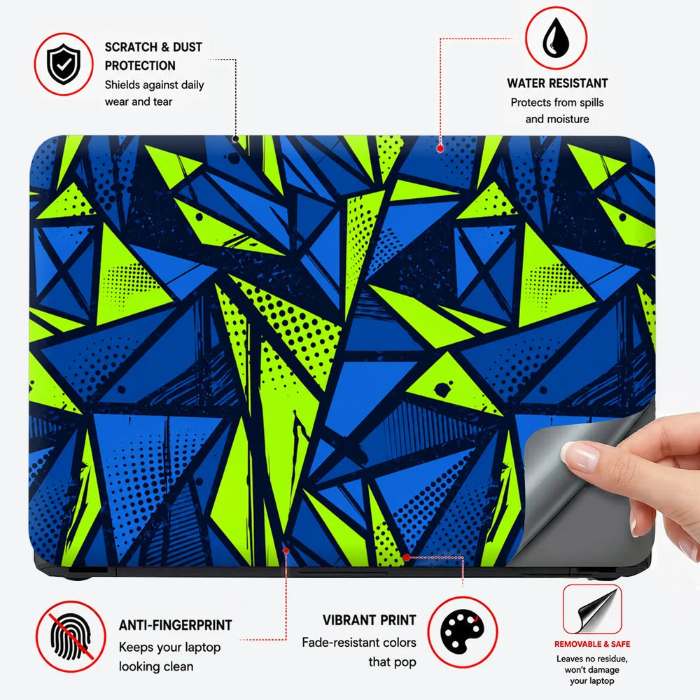 Neon Shard Geometry Laptop Skin - View 4