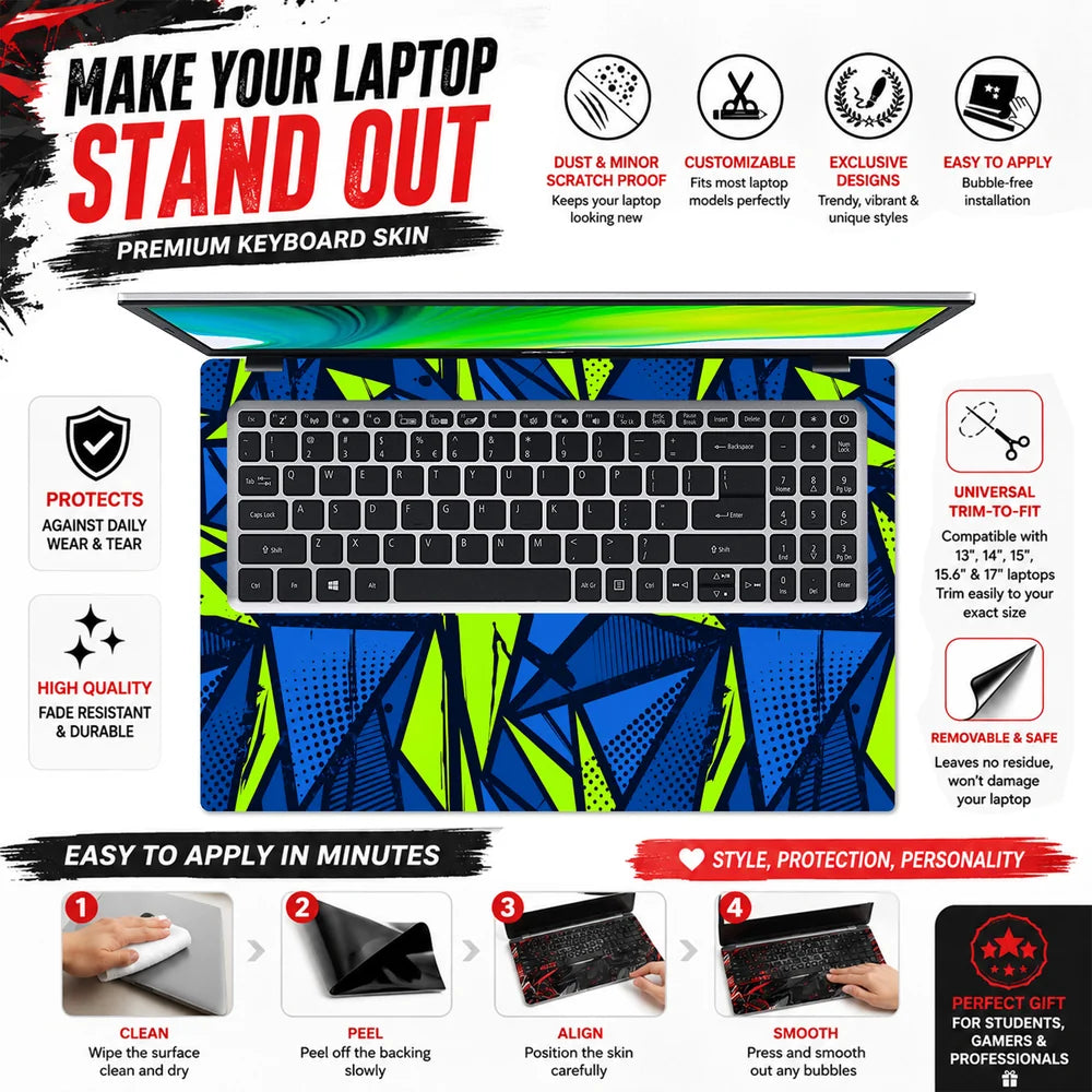 Neon Shard Geometry Laptop Skin - View 5