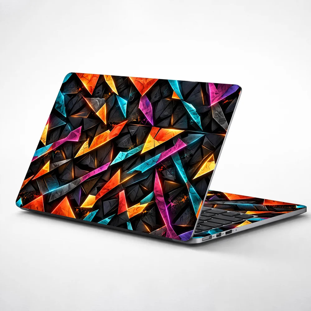 Neon Shard Triangle Mosaic Laptop Skin - View 1