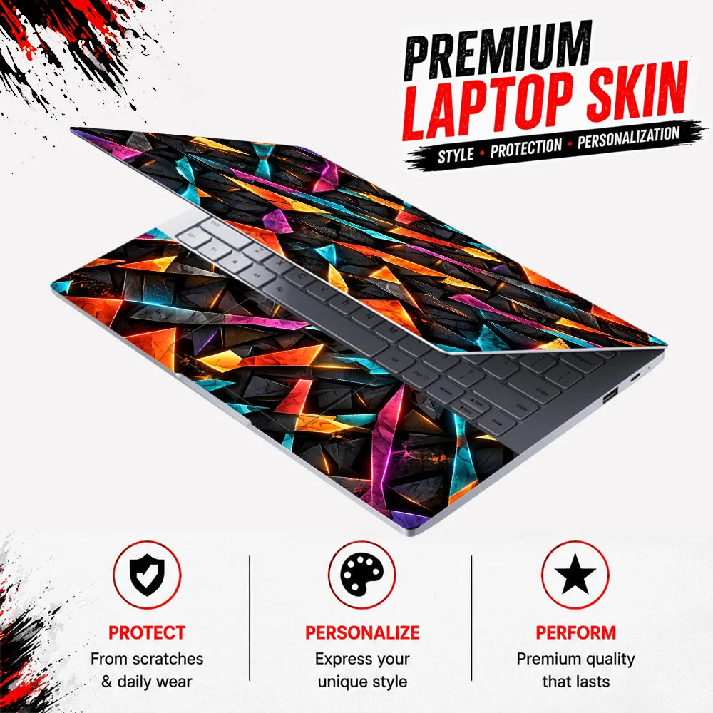 Neon Shard Triangle Mosaic Laptop Skin - View 3