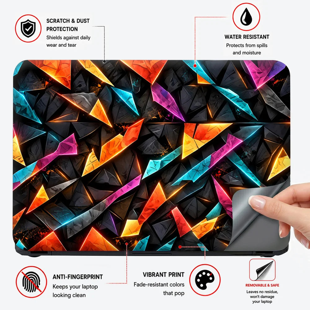 Neon Shard Triangle Mosaic Laptop Skin - View 4