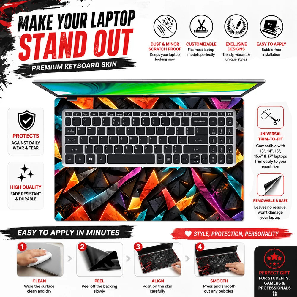 Neon Shard Triangle Mosaic Laptop Skin - View 5