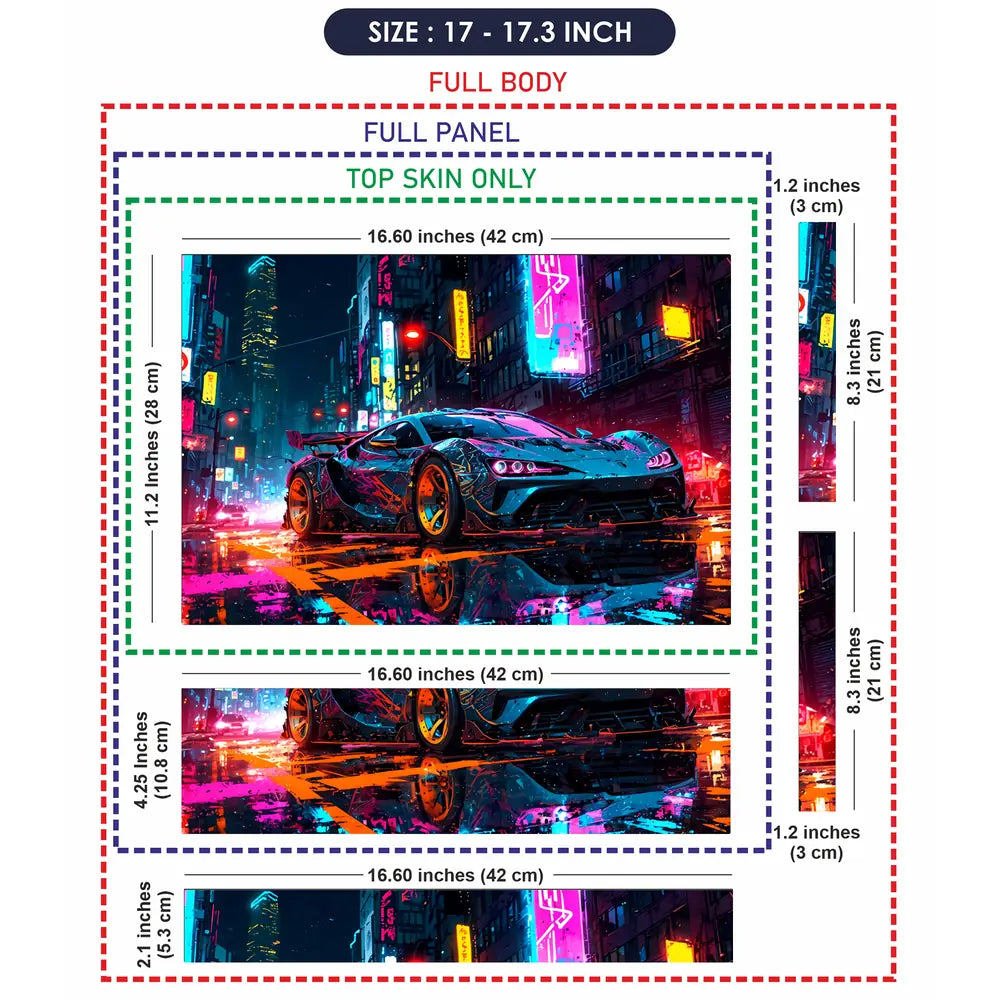 Neon Supercar Chase Laptop Skin - View 9
