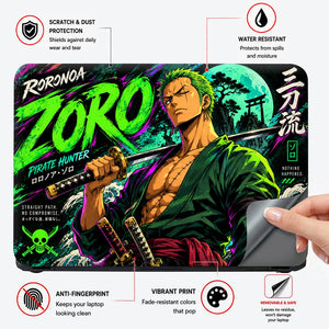 Neon Zoro Three Sword Style Laptop Skin - View 4