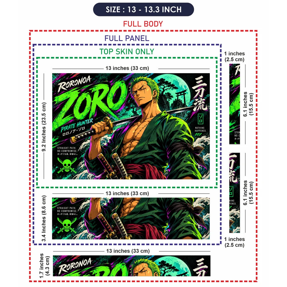 Neon Zoro Three Sword Style Laptop Skin - View 6