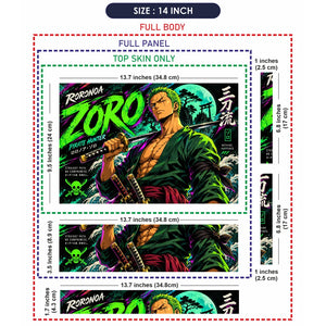 Neon Zoro Three Sword Style Laptop Skin - View 7