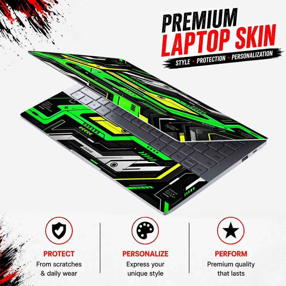 Next Gen Green Circuit Laptop Skin - View 3