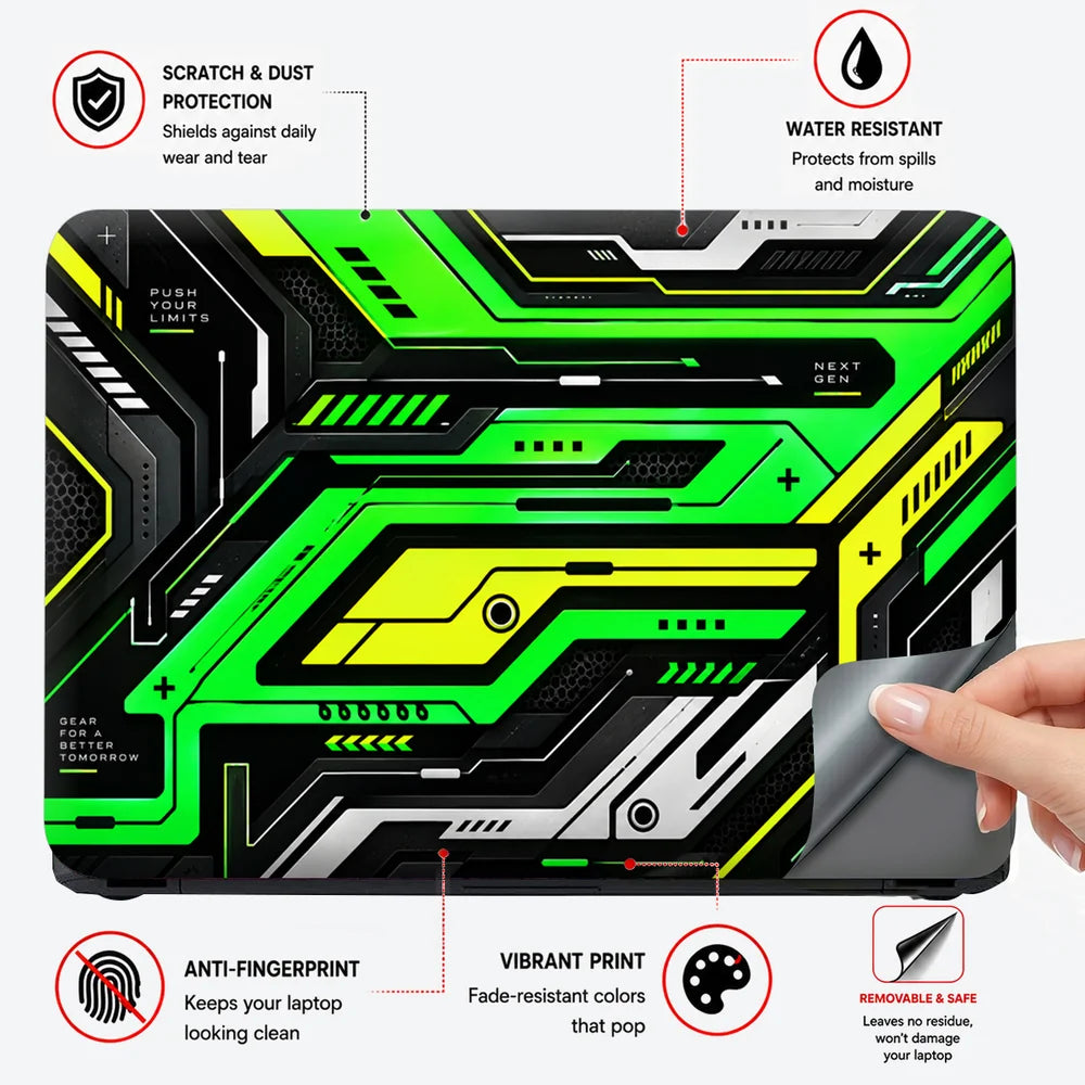 Next Gen Green Circuit Laptop Skin - View 4