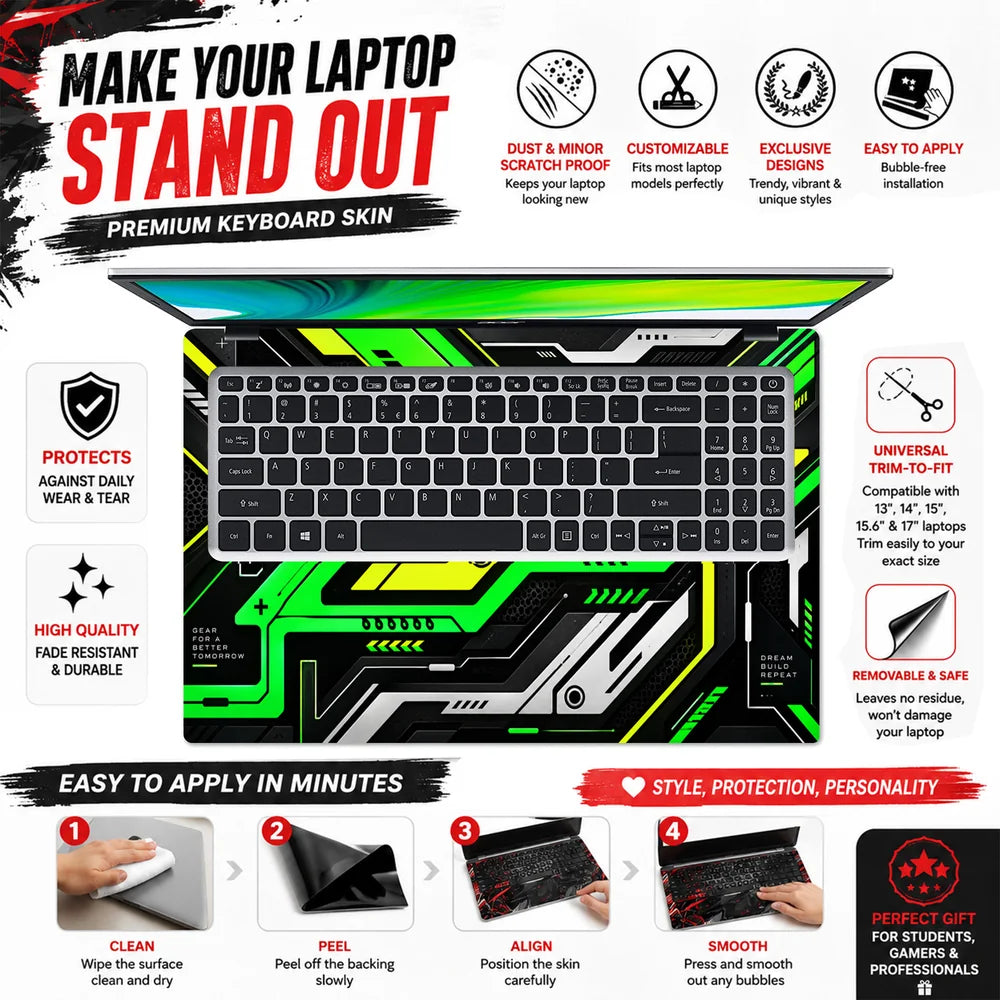 Next Gen Green Circuit Laptop Skin - View 5