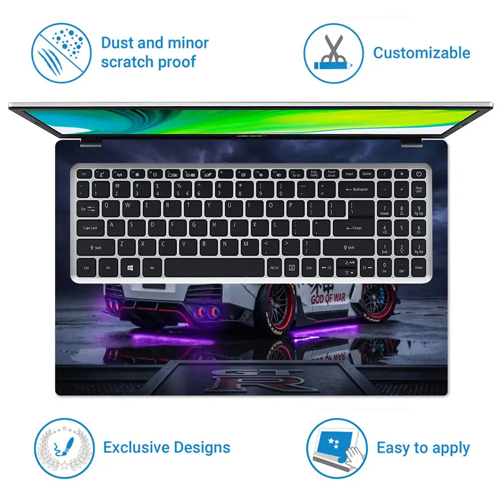 Nissan GTR God Of War Storm Laptop Skin - View 5