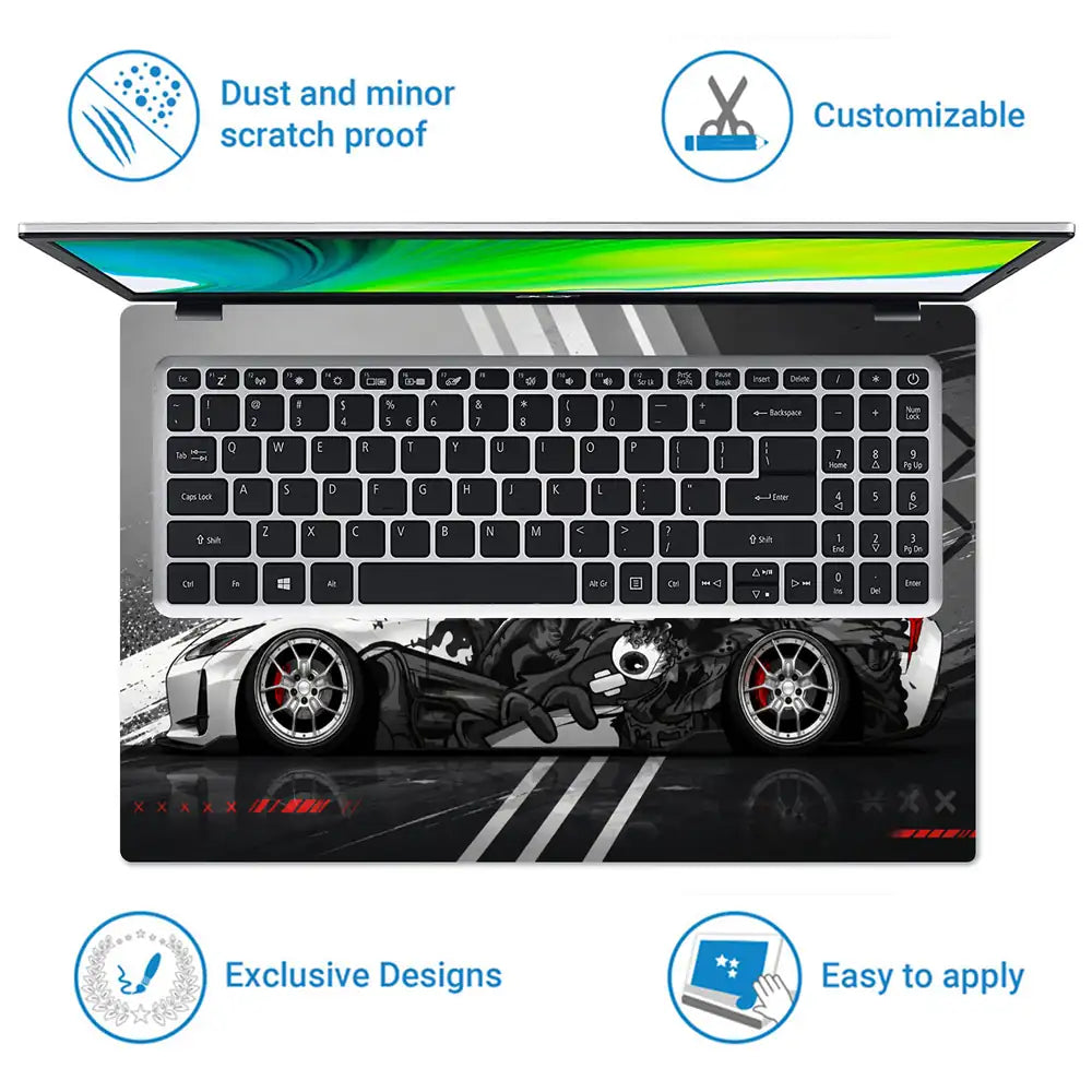 Nissan GTR Manga Art Wrap Laptop Skin - View 5
