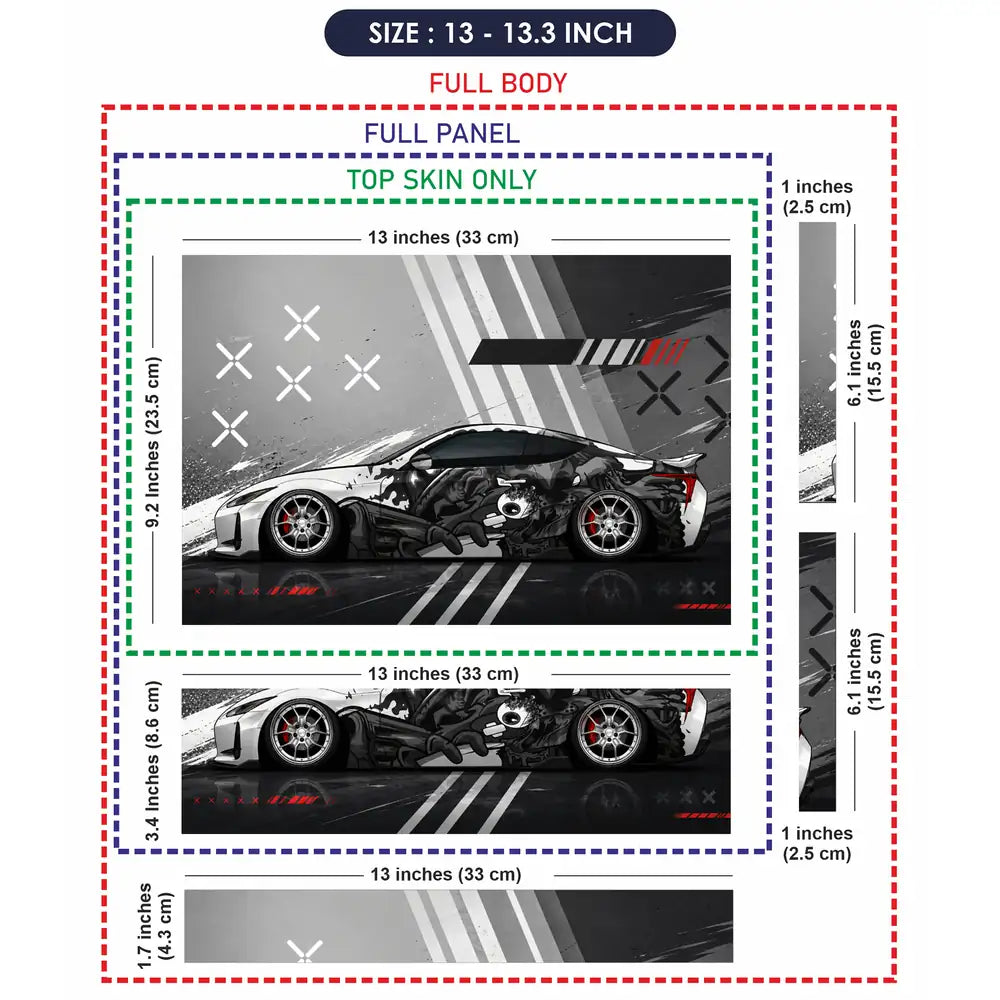 Nissan GTR Manga Art Wrap Laptop Skin - View 6