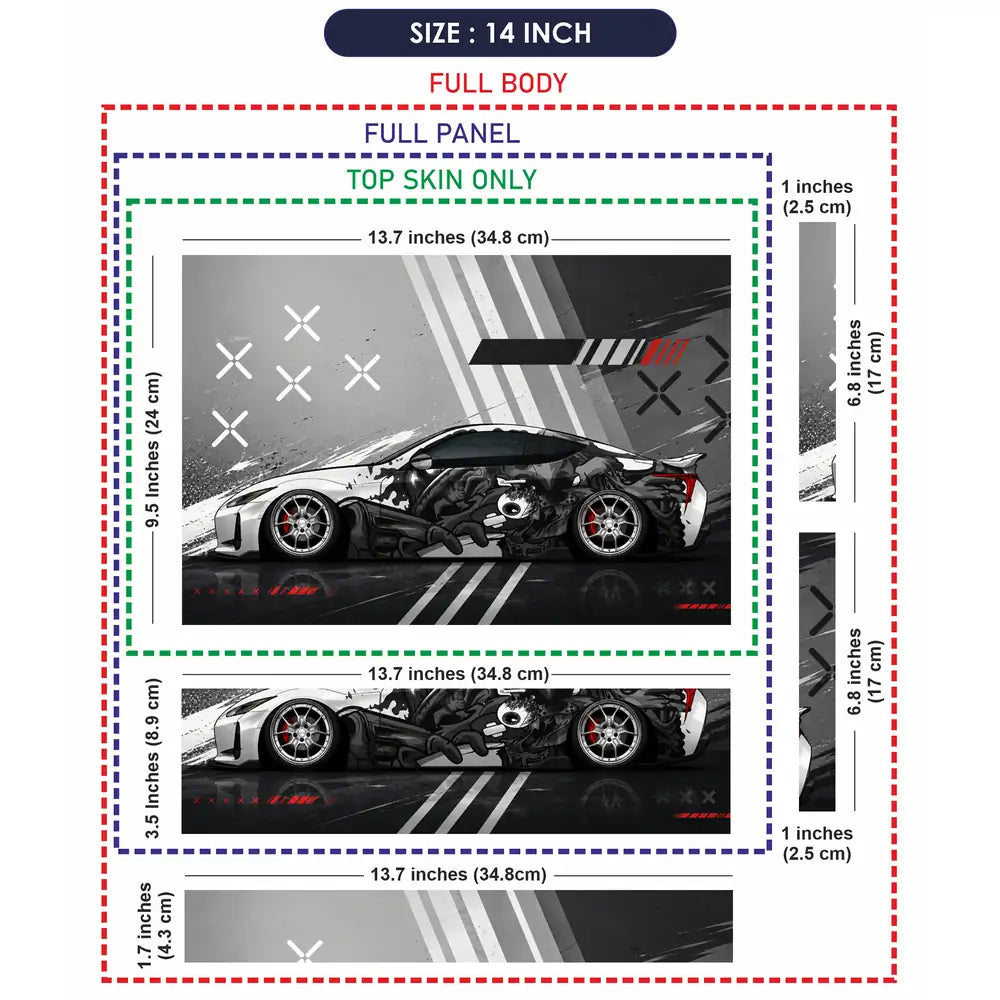 Nissan GTR Manga Art Wrap Laptop Skin - View 7