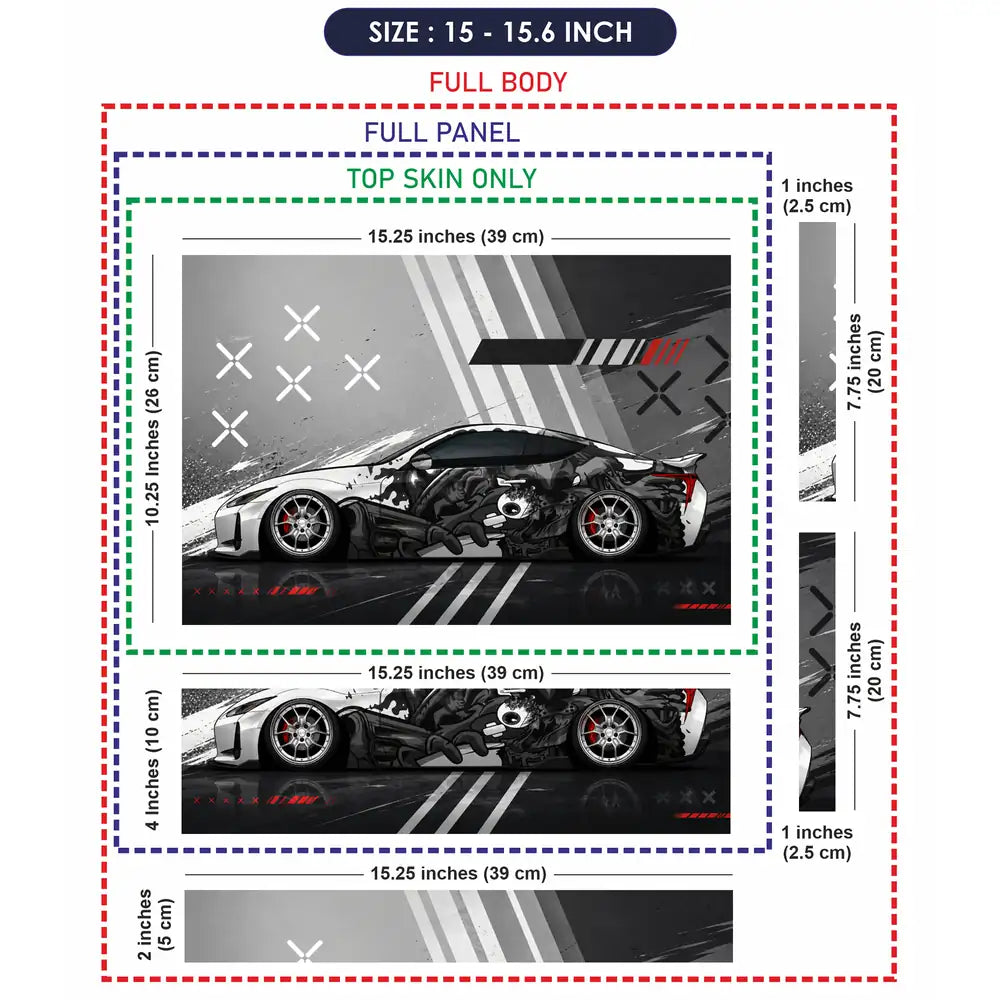 Nissan GTR Manga Art Wrap Laptop Skin - View 8