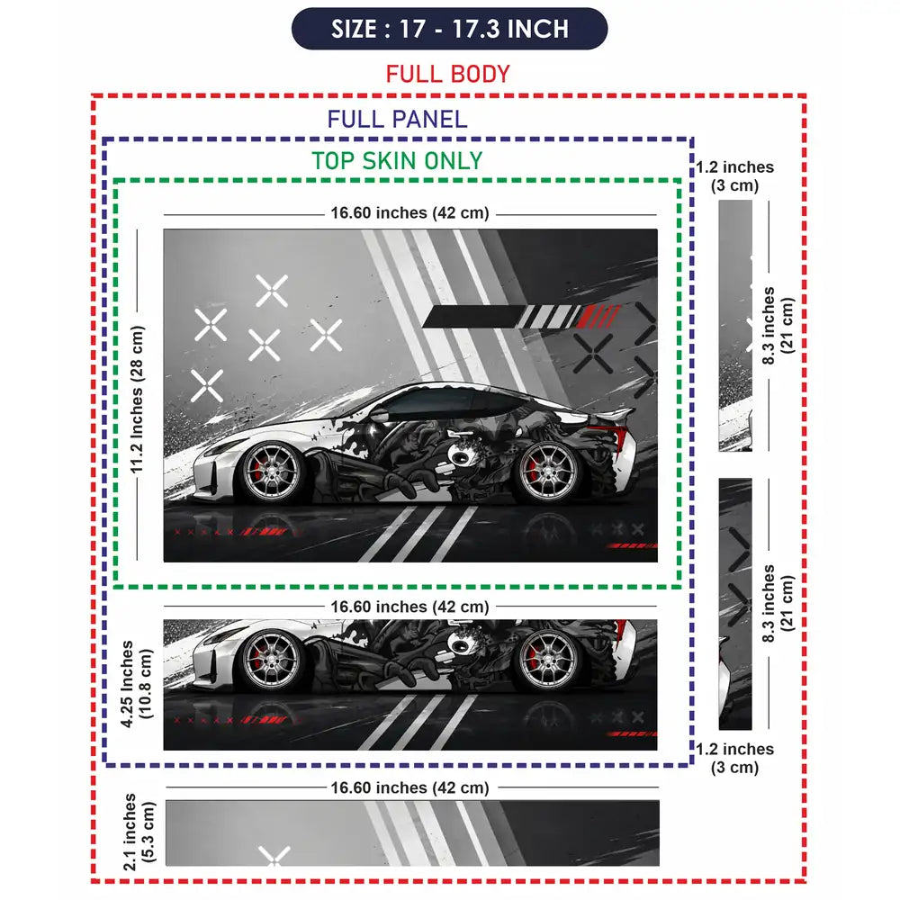 Nissan GTR Manga Art Wrap Laptop Skin - View 9