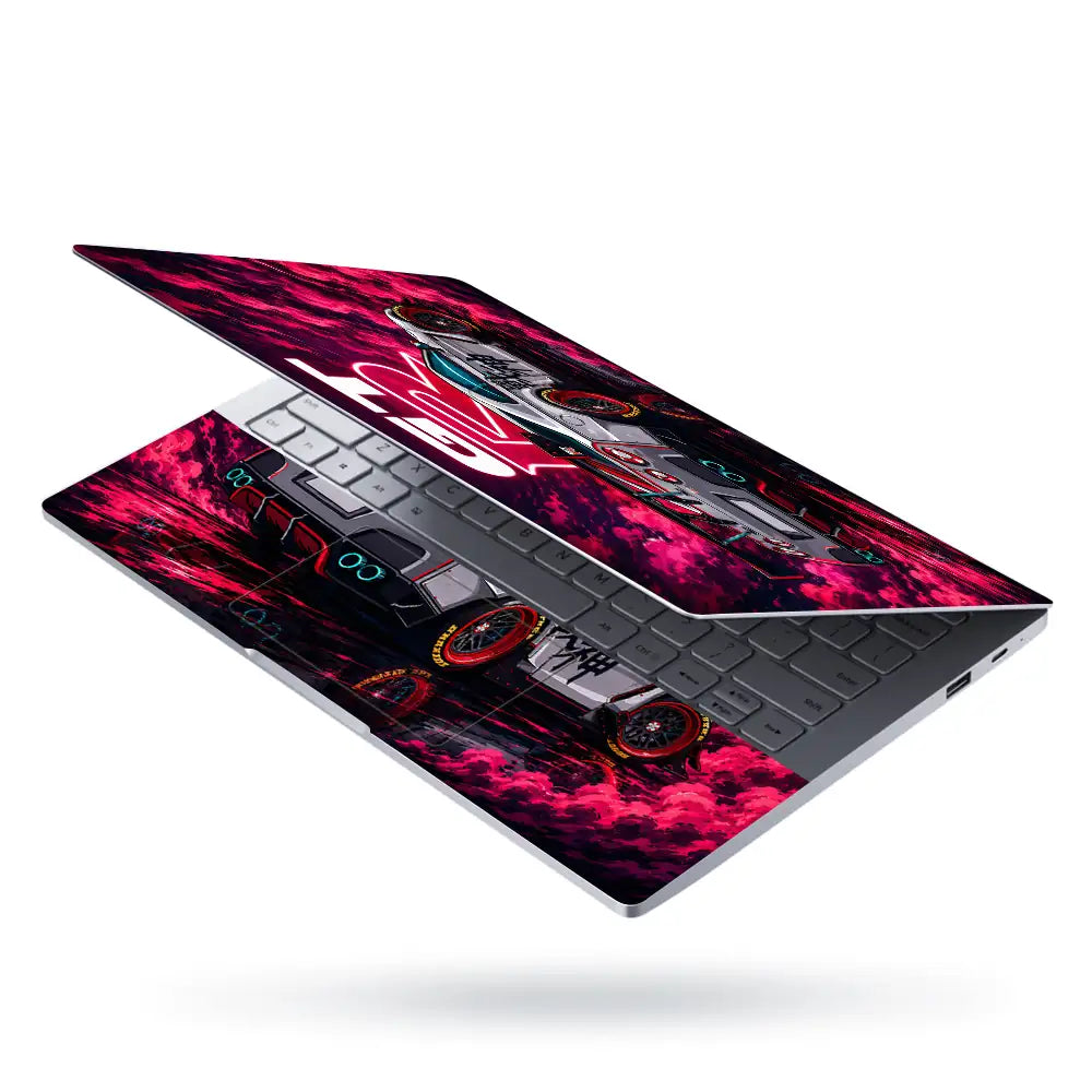 Nissan GTR Pink Cloud Neon Laptop Skin - View 3