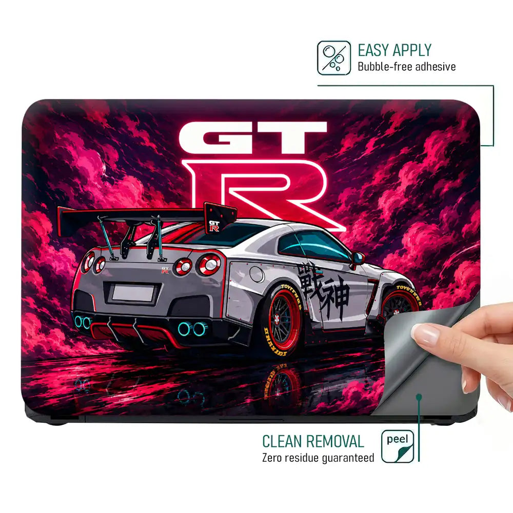Nissan GTR Pink Cloud Neon Laptop Skin - View 4