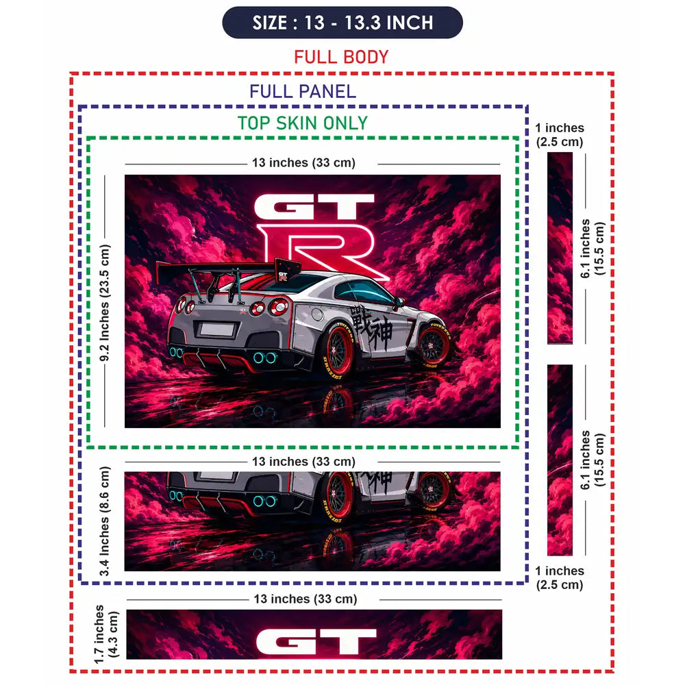 Nissan GTR Pink Cloud Neon Laptop Skin - View 6