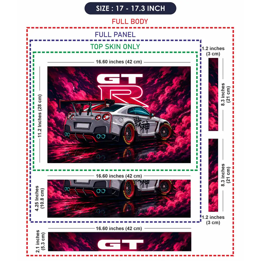 Nissan GTR Pink Cloud Neon Laptop Skin - View 9