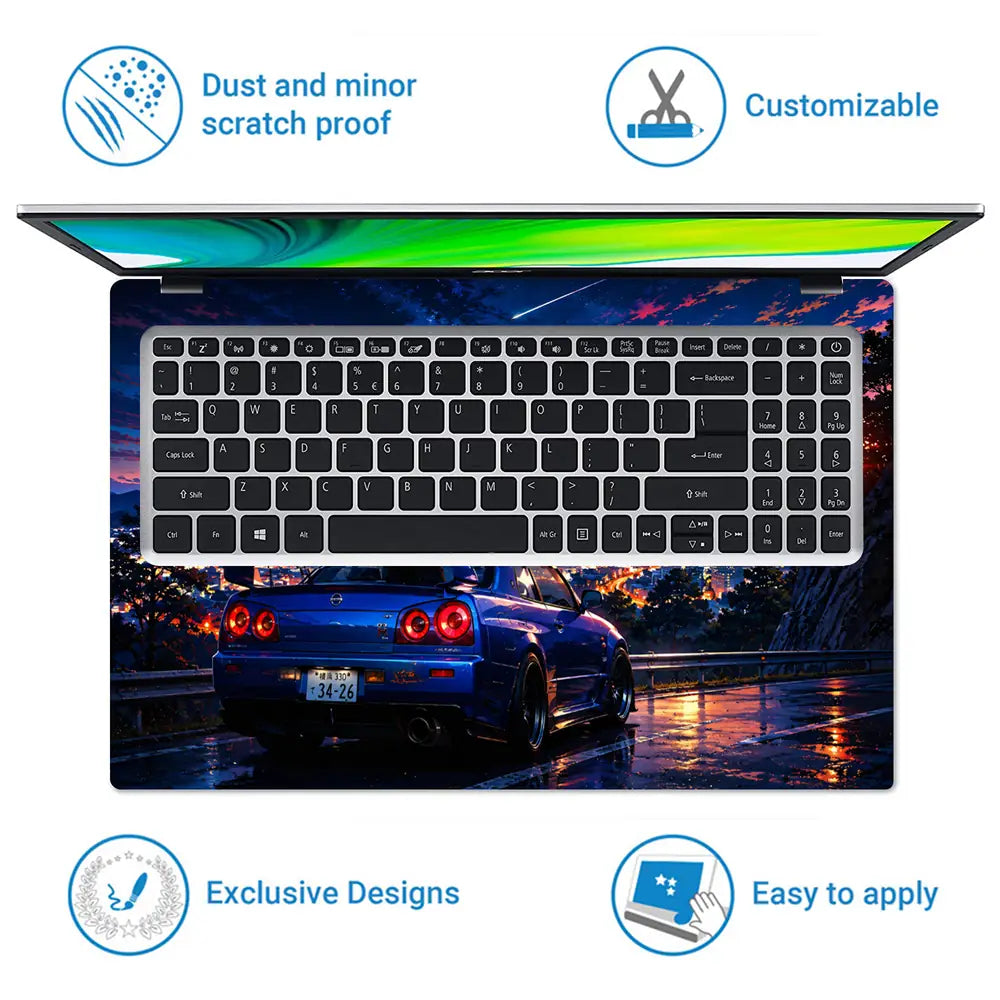 Nissan GTR R34 Mount Fuji Laptop Skin - View 5