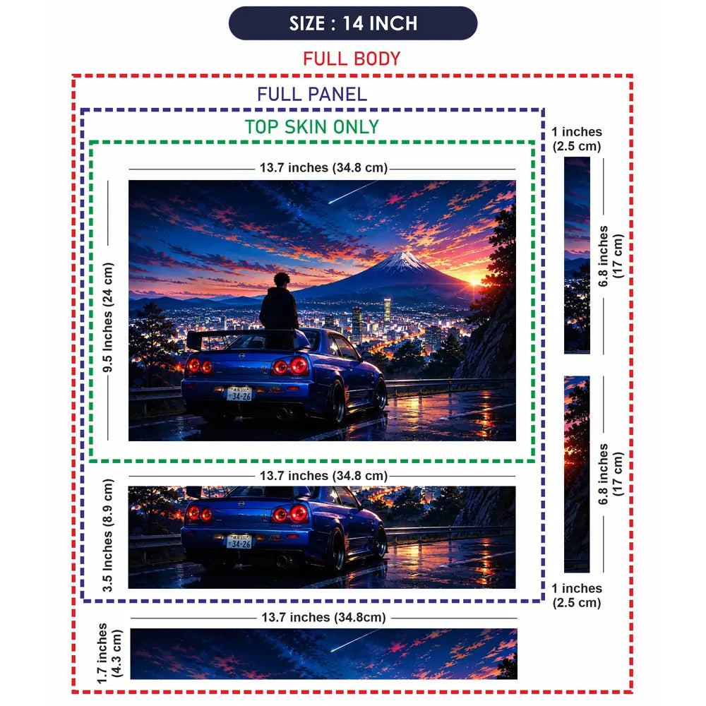 Nissan GTR R34 Mount Fuji Laptop Skin - View 7