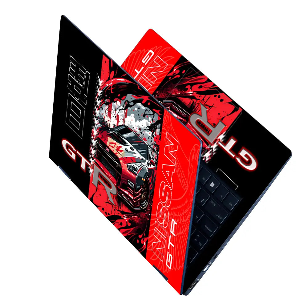 Nissan GTR Red Black Laptop Skin - View 2