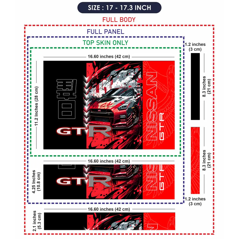 Nissan GTR Red Black Laptop Skin - View 9