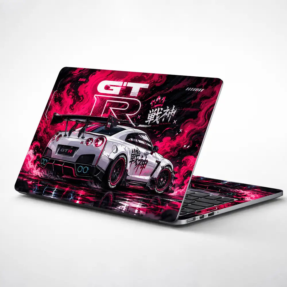 Nissan GTR Senshin Pink Neon Laptop Skin - View 1